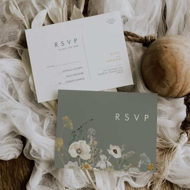 Sage green RSVP card